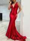 Trumpet/Mermaid V-neck Glitter Sweep Train Prom Dresses With Ruched #UKM020121782