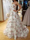 Ball Gown Strapless Tulle Floral Prom Dresses #UKM020121877