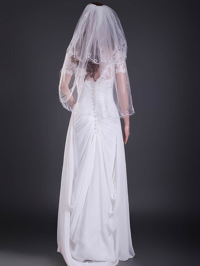 Two-tier Elbow Wedding Veils with Cut Edge #1430045
