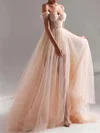 Ball Gown Off-the-shoulder Tulle Sweep Train Prom Dresses With Sequins #UKM020121901