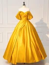 Ball Gown/Princess Off-the-shoulder Satin Floor-length Prom Dresses With Ruched #UKM020121933