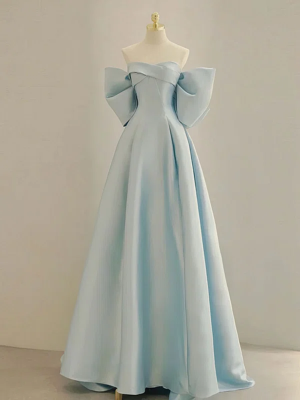 Ball Gown/Princess Sweetheart Satin Sweep Train Prom Dresses With Bow #UKM020121948