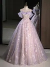 Ball Gown/Princess Off-the-shoulder Lace Tulle Floor-length Prom Dresses With Flower(s) #UKM020121921
