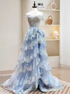 Ball Gown/Princess Off-the-shoulder Tulle Sweep Train Prom Dresses With Appliques Lace #UKM020121949