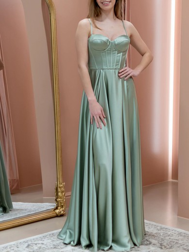 A-line Sweetheart Silk-like Satin Prom Dresses #UKM020121999