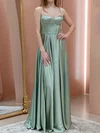 A-line Sweetheart Satin Corset Prom Dresses With Ruched #UKM020121999