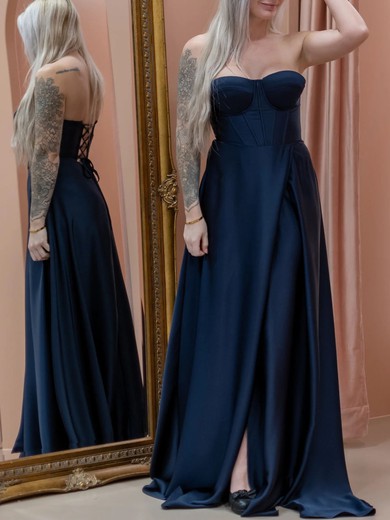 A-line Sweetheart Silk-like Satin Prom Dresses #UKM020122005