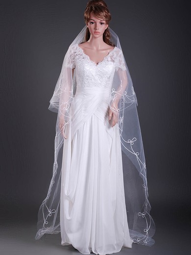 Two-tier Chapel Wedding Veils with Cut Edge #1430054
