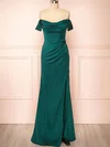 Sheath/Column Off-the-shoulder Silk-like Satin Prom Dresses With Split #UKM020121970