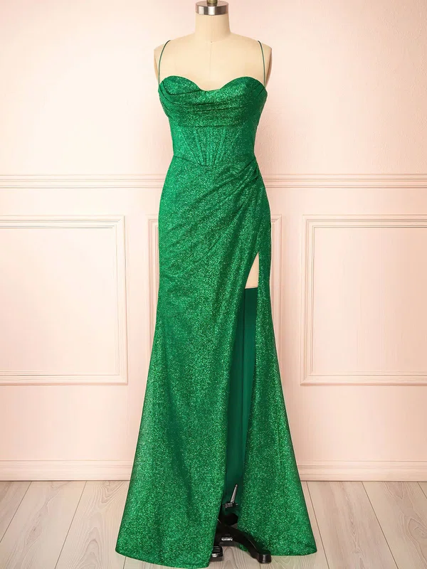 Sheath/Column Cowl Neck Sparkly Sequin Prom Dresses With Ruched #UKM020121976