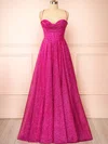 A-line Sweetheart Sparkly Sequin Prom Dresses With Ruched #UKM020121987