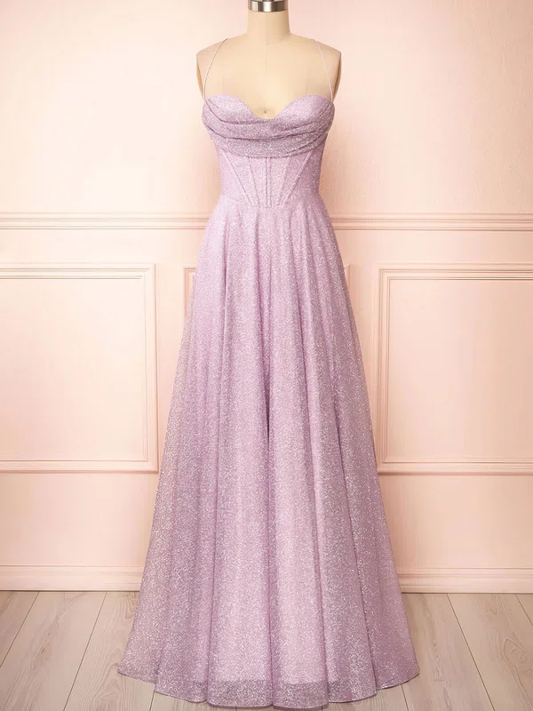 A-line Sweetheart Sparkly Sequin Prom Dresses With Ruched #UKM020121988