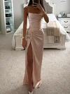 Sheath/Column Square Neckline Silk-like Satin Prom Dress #UKM020122020