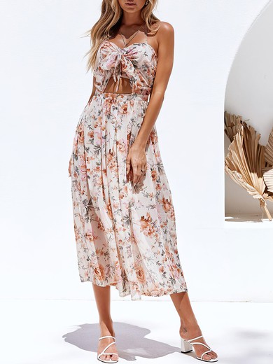 Ivory Floral Print Cutout Maxi Dress GT02026030