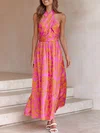 Pink Halter Floral Print Maxi Dress GD02026041