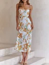 White Cutout Floral Print Maxi Dress PT02026044
