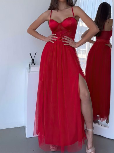 A-line Sweetheart Tulle Floor-length Prom Dress #UKM020122032