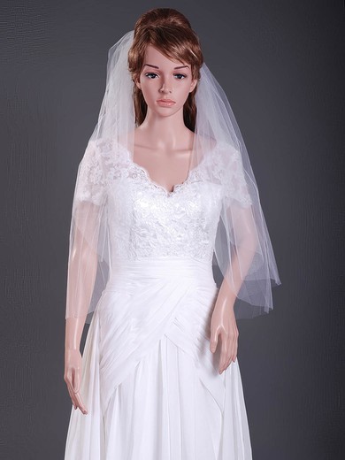 Two-tier Tulle Elbow Wedding Veils with Cut Edge #1430070