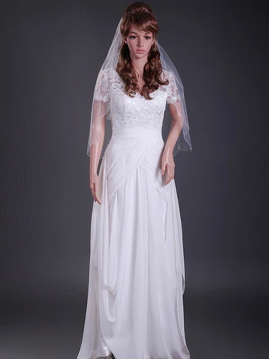Gorgeous Two-tier Tulle Elbow Wedding Veils with Scalloped Edge #1430072