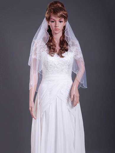 Beautiful Two-tier Tulle Elbow Wedding Veils with Scalloped Edge #1430073