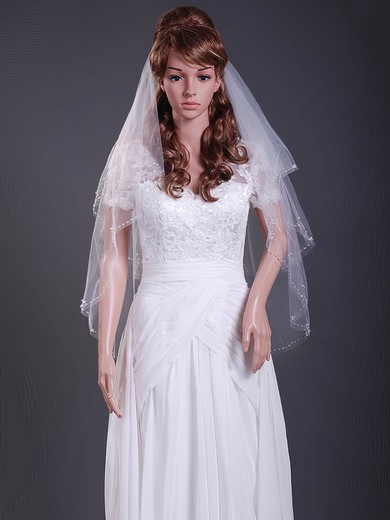 Two-tier Tulle Elbow Wedding Veils with Cut Edge #1430074