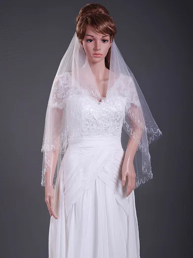 Gorgeous Two-tier Elbow Wedding Veils with Cut Edge #1430084