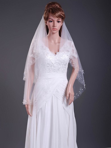 Two-tier Elbow Wedding Veils with Cut Edge #1430087