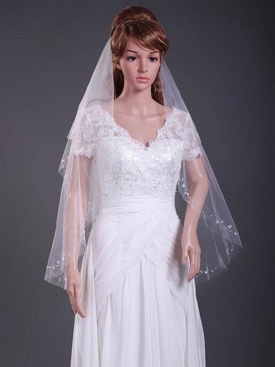 Two-tier Tulle Elbow Wedding Veils with Cut Edge #1430095