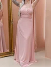 A-line V-neck Chiffon Floor-length with Ruched Bridesmaid Dress #UKM01016027