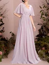 A-line V-neck Chiffon Floor-length Bridesmaid Dress #UKM01016111