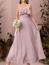 A-line Straight Chiffon Ankle-length Bridesmaid Dress with Ruffles #UKM01016112