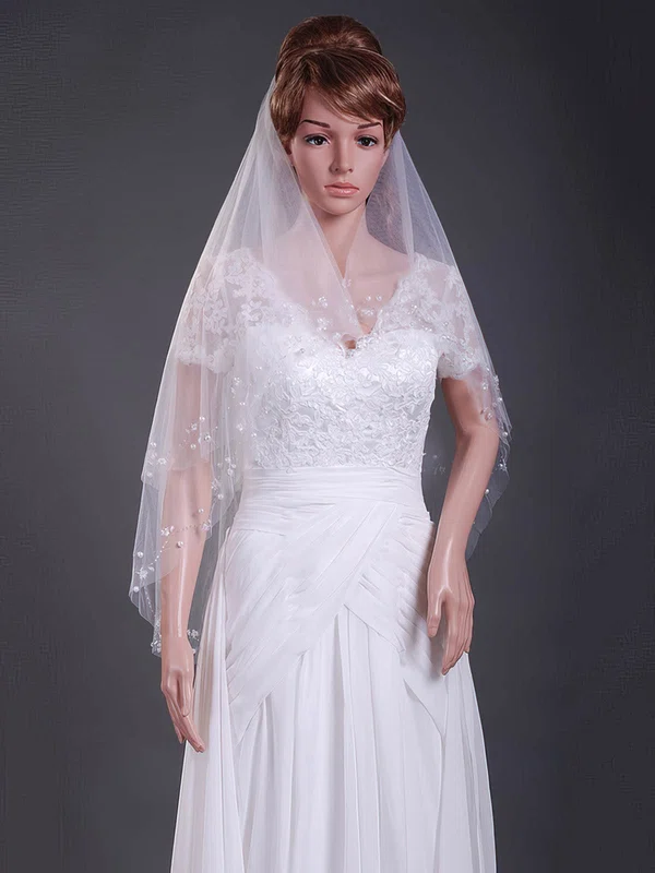Two-tier Elbow Wedding Veils with Cut Edge #1430151