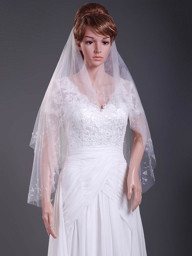 Beautiful Two-tier Elbow Wedding Veils with Cut Edge #1430153