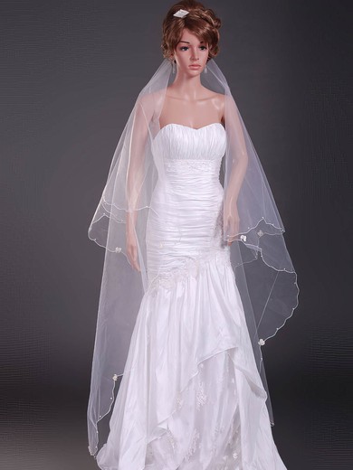 Two-tier Tulle Chapel Wedding Veils with Pencil Edge #1430176