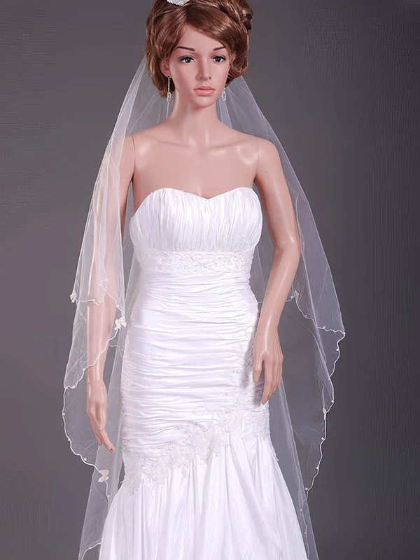 Two-tier Tulle Chapel Wedding Veils with Pencil Edge #1430192