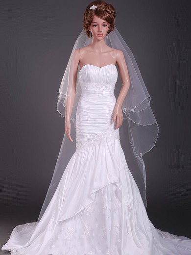 Two-tier Tulle Chapel Wedding Veils with Pencil Edge #1430193