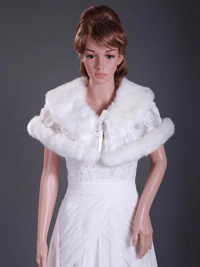 Beautiful Faux Fur with Flower(s) Wedding Shawls #1420001