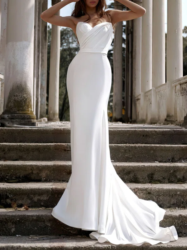 Trumpet/Mermaid Sweetheart Stretch Crepe Chapel Train Wedding Dress #UKM00027201