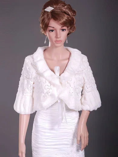 Half-Sleeve Faux Fur Wedding Jackets/Wraps #1420032