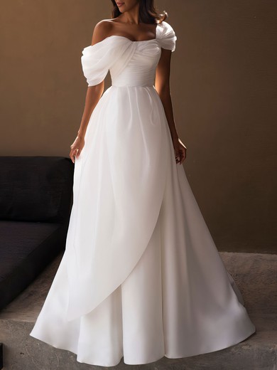 Ball Gown/Princess Off-the-shoulder Organza Court Train Wedding Dress #UKM00027225