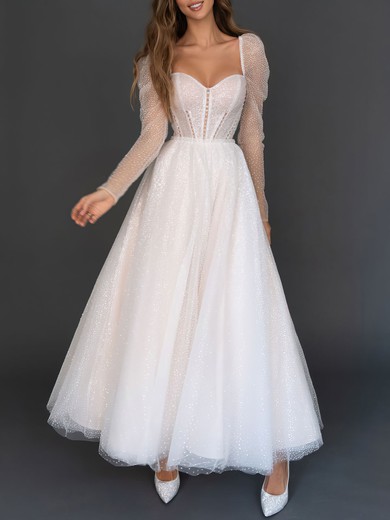 Ball Gown/Princess Sweetheart Glitter Ankle-length Wedding Dress #UKM00027227