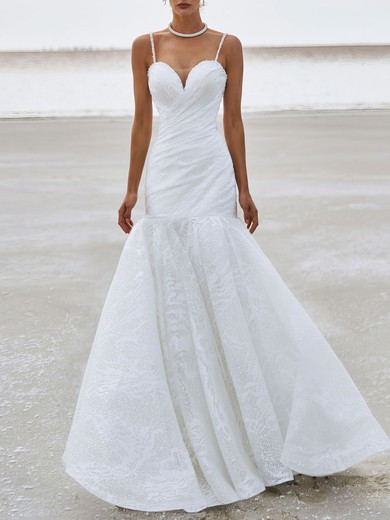 Trumpet/Mermaid Sweetheart Lace Chapel Train Wedding Dress #UKM00027236