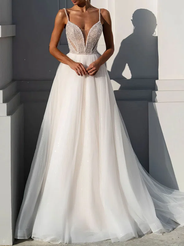 Ball Gown/Princess V-neck Organza Chapel Train Wedding Dress #UKM00027299