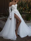 Ball Gown/Princess Sweetheart Organza Court Train Wedding Dress With Appliques Lace #UKM00027316