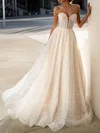 Ball Gown/Princess Sweetheart Glitter Sweep Train Wedding Dress With Beading #UKM00027320