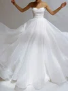 Ball Gown/Princess Cowl Neck Organza Court Train Wedding Dress With Split Front #UKM00027332