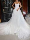 Ball Gown/Princess Sweetheart Lace Tulle Court Train Wedding Dress #UKM00027346