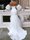 Trumpet/Mermaid Straight Satin Sweep Train Wedding Dress With Ruched #UKM00027363