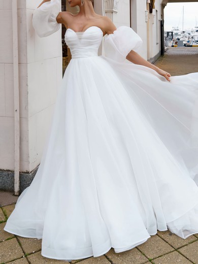 Ball Gown/Princess Sweetheart Organza Court Train Wedding Dress With Ruched #UKM00027375