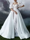 Ball Gown/Princess Sweetheart Lace Satin Court Train Wedding Dress #UKM00027389